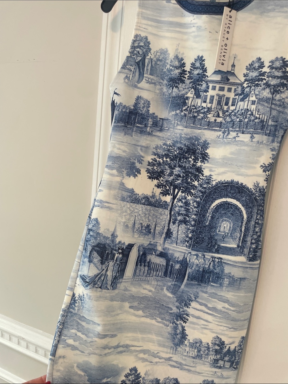Alice + Olivia Blue and White Scenic Mini Dress - Picture 8 of 9